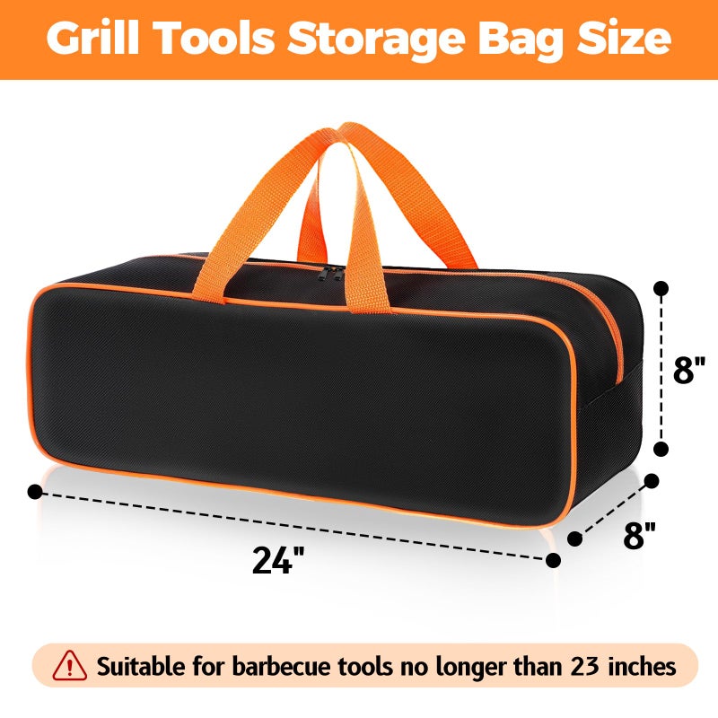 TWAKAP Grill Tool Storage Bag, 24" x 8" x 8" Large Capacity Grill Accessory Storage, 1680D Heavy-Duty Grill Utensil Storage, Accessories Storage Compatible with Blackstone (No Accessories) - Image 2