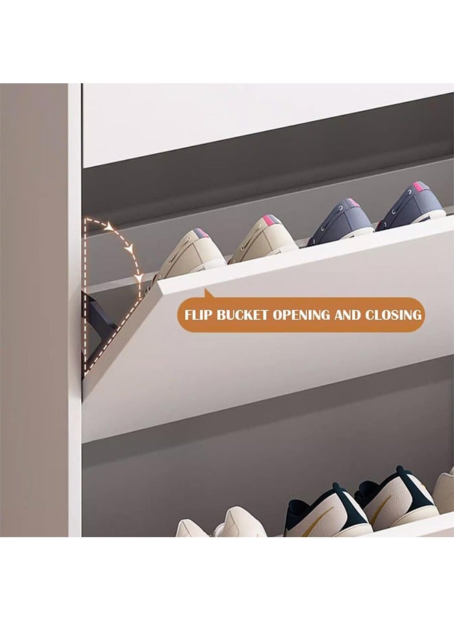 JCB CHIC Shoe Storage Cabinet for Entryway with 3 Flip Drawers, Sturdy Wood Hidden Shoe Storage, Freestanding Narrow Slim Shoe Organizer for Front Door Entrance, Living Room, Hallway, Bedroom, White - Image 5