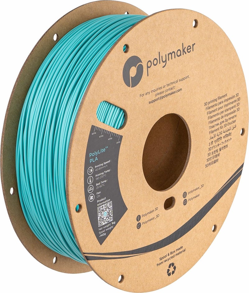 polymaker خيوط بوليماكر PLA، لون أزرق مائل إلى الأخضر، خيوط طباعة ثلاثية الأبعاد PLA بقطر 1.75 مم ووزن 1 كجم - خيوط طابعة ثلاثية الأبعاد PolyLite PLA، دقة أبعاد +/- 0.03 مم، متوافقة مع معظم الطابعات ثلاثية الأبعاد، بوليماكر أزرق مائل إلى الأخضر - Image 5