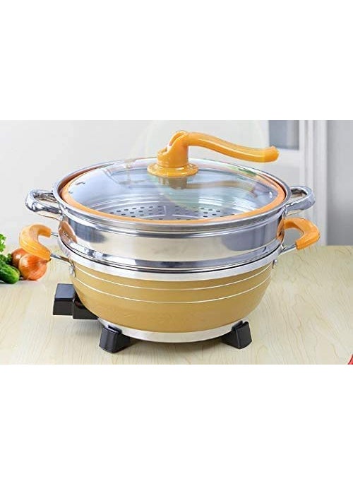 Pink Pari Pink pari Multi-Function Electric Non-Stick Hot Pot Smokeless Pot with Steamer Electric hot Pot with Unbreakable Lid Heat Frying Pan-Vacuum Suspension Pot,Electric hot Pot for Kitchen(5.6L).  - Image 1