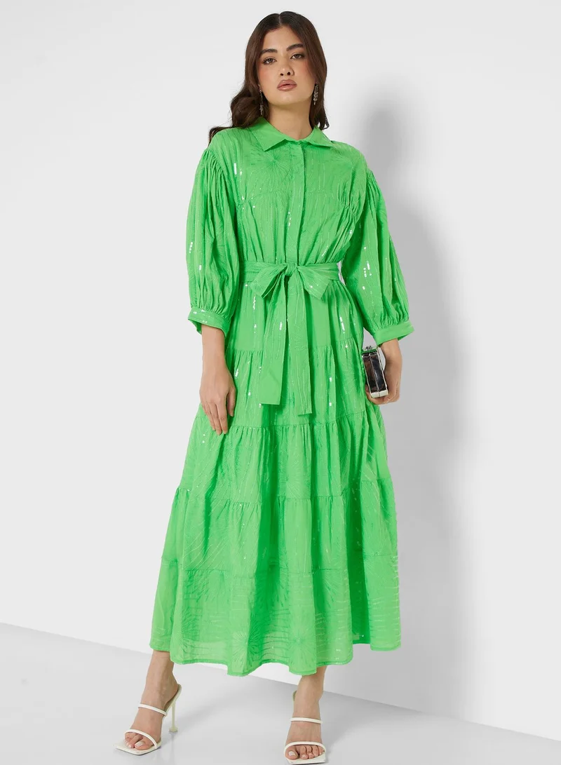 Nocturne Tiered Poplin Dress