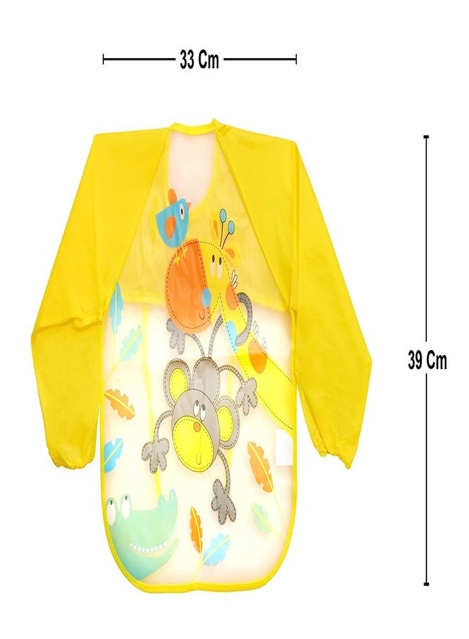First Trend Full Sleeves Apron Feeding Bibs Waterproof Washable with Super Absorbent, Soft, Comfortable & Lightweight for Infants & Baby Toddlers (Yellow Monkey) - Image 2