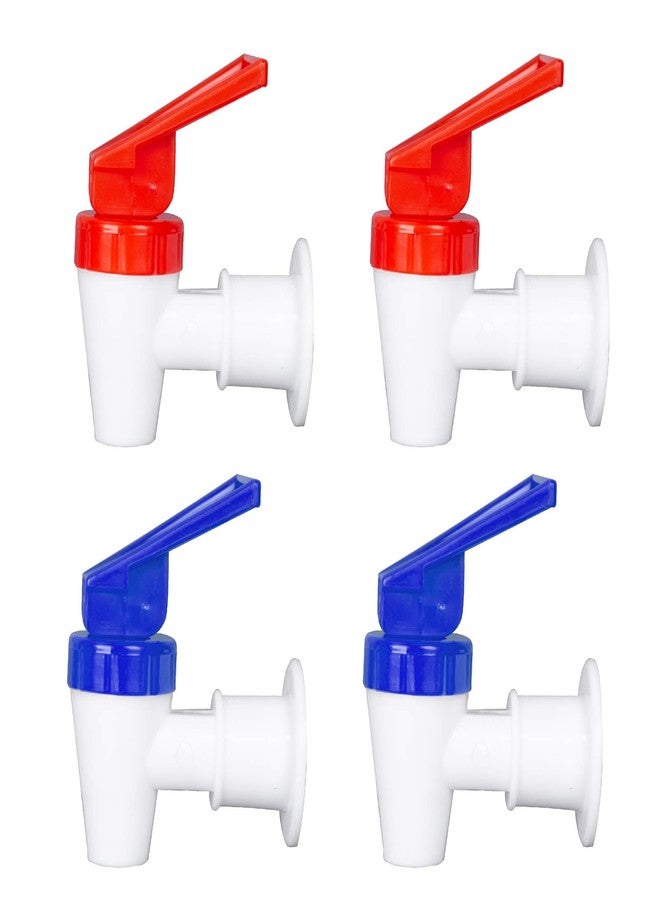 OHOH 4 Pack Replacement Water Dispenser Faucets - 2 Red & 2 Blue Plastic Spigots, 3/8 Inch Internal Thread, BPA-Free for Water Coolers, No Leak Push-Type Spouts - Image 1