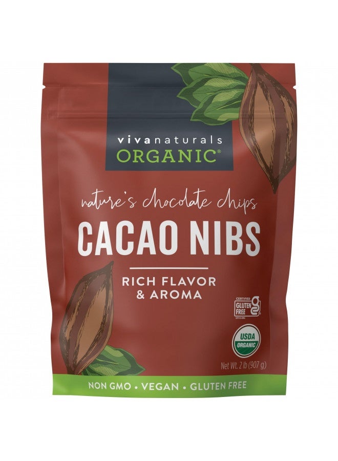 Viva Naturals Organic Cacao Nibs, 2 Lb Bag (907G) - Keto Friendly And Vegan Unsweetened Chocolate Chip Substitute, Perfect For Gluten Free Baking, Cacao Nib Smoothies And More, Non-Gmo And Gluten Free  - Image 4