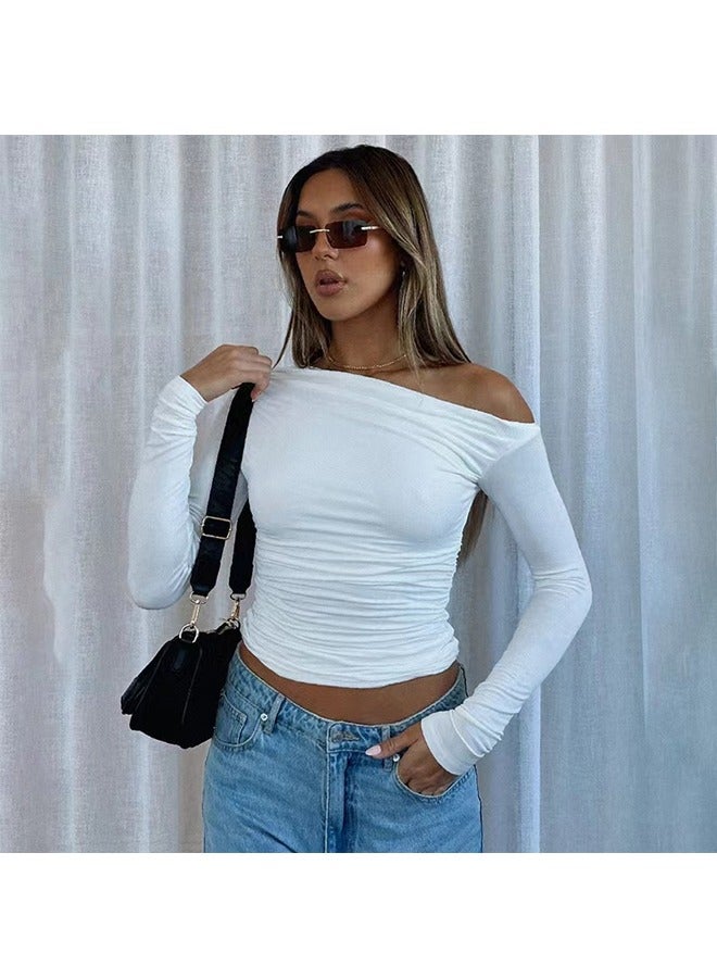 NIBEMINENT Oblique Shoulder Asymmetry Long Sleeve T-Shirt - Image 1