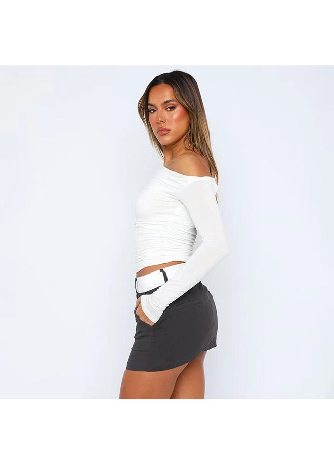 NIBEMINENT Oblique Shoulder Asymmetry Long Sleeve T-Shirt - Image 3