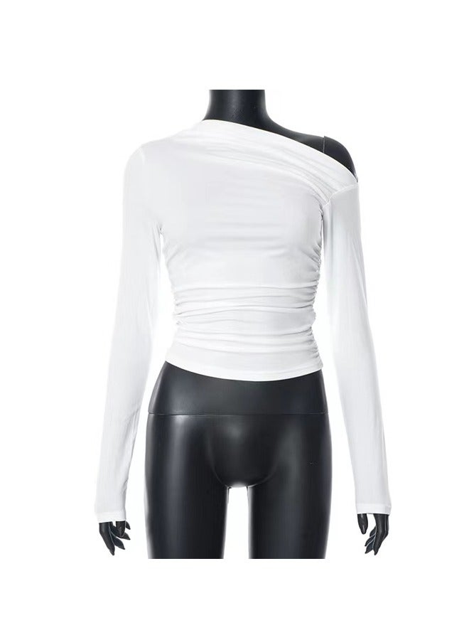 NIBEMINENT Oblique Shoulder Asymmetry Long Sleeve T-Shirt - Image 4