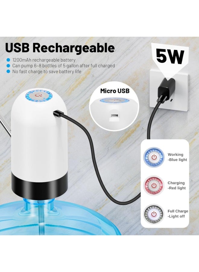 موان مضخة مياه كهربائية محمولة أوتوماتيكية من ماي فيجن مزودة بشاحن USB (أبيض، سعة 5 جالون)  - Image 2