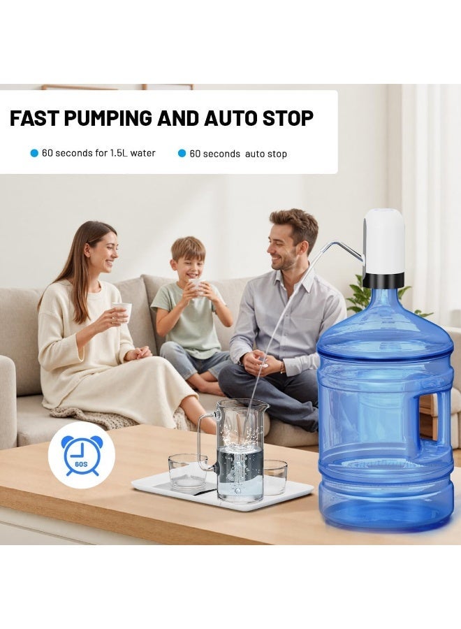 Myvision USB Charging Automatic Portable Electric Water Bottle Pump Dispenser (White, 5 Gallon) - Image 4