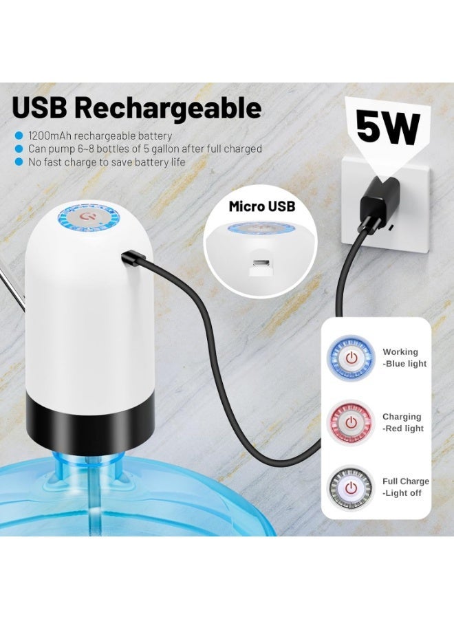 Myvision USB Charging Automatic Portable Electric Water Bottle Pump Dispenser (White, 5 Gallon) - Image 3