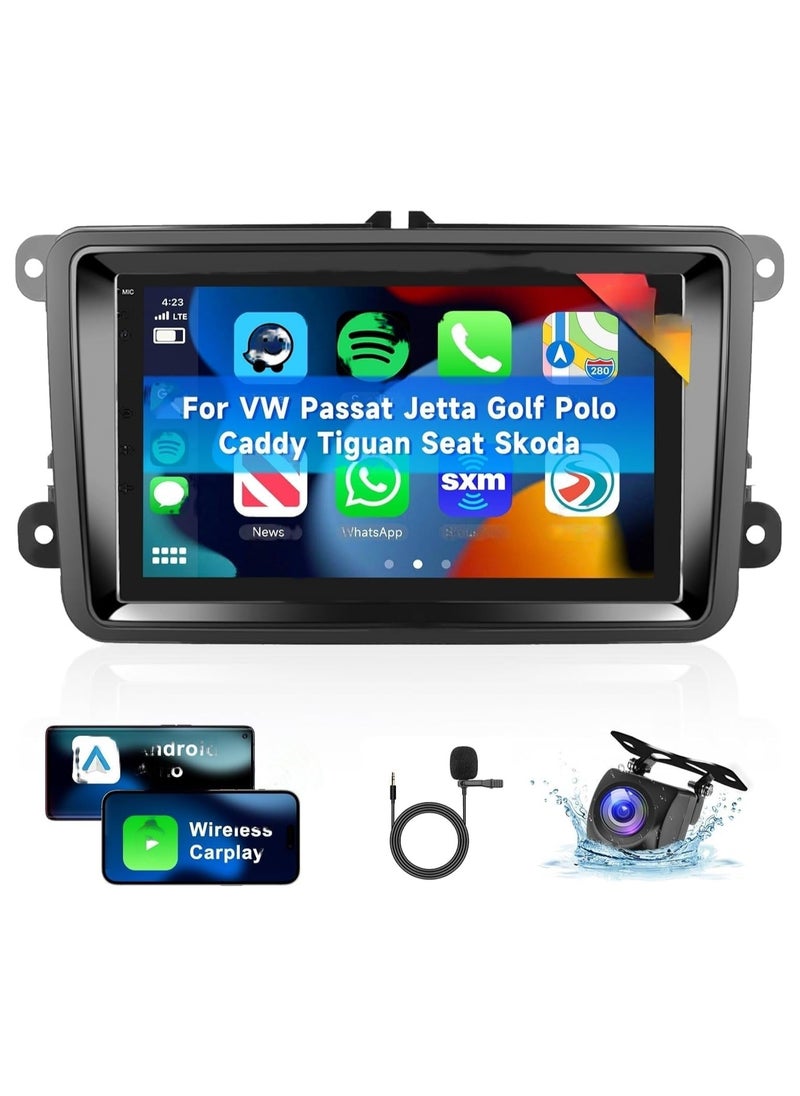 SHEZA STAR Android Car Stereo for Volkswagen Passat Jetta Golf Polo Caddy Tiguan Seat Skoda 2GB RAM 32GB ROM Support Carplay, Mirror Link Wi-Fi BT, Radio GPS, 10 Inch IPS Touch Screen with AHD Camera Included  - Image 1