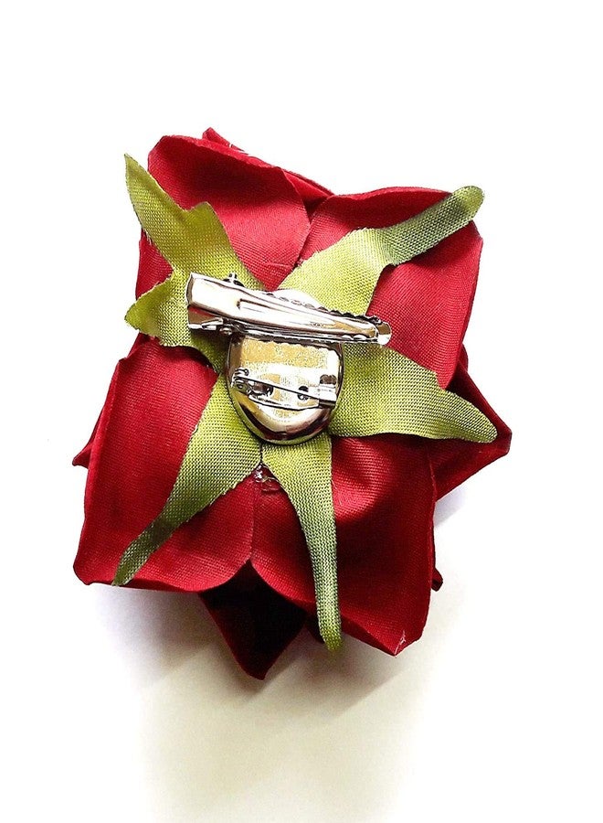 Chanderkash Velvet Kids/Adult Rose Flower Hair Clip and Pin Brooch for Boys/Girls Rose Clip or Brooch, Red (Pack of 1)_Hair Acessories - Image 4