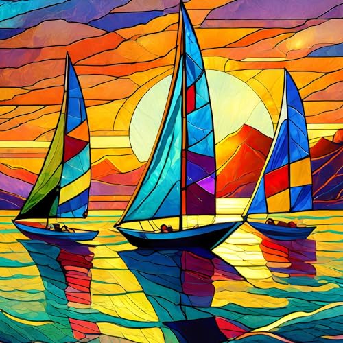 Springboks Sunset Sailing 500 Piece Jigsaw Puzzle for AdultsUnique Cut Pieces Made in USA - Image 1