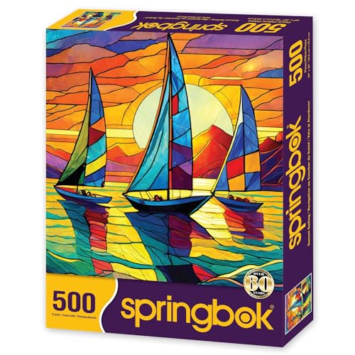 Springboks Sunset Sailing 500 Piece Jigsaw Puzzle for AdultsUnique Cut Pieces Made in USA - Image 5