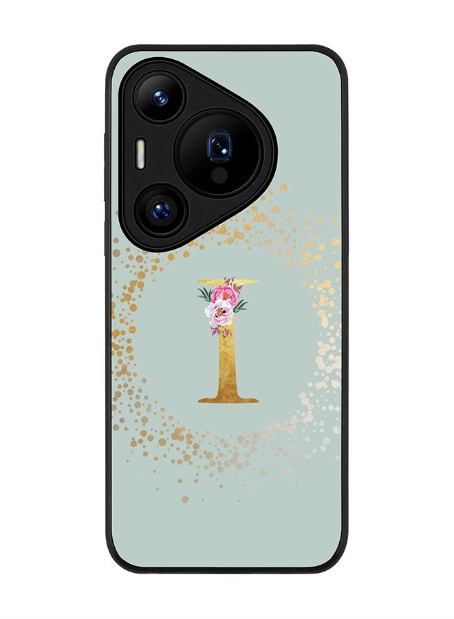 Stylizedd Rugged Black edge case for Huawei Pura 70 Pro / Huawei Pura 70 Pro Plus Case Cover Monogram Initial Letter Floral Pattern Alphabet- I (Light Grey) - Image 1