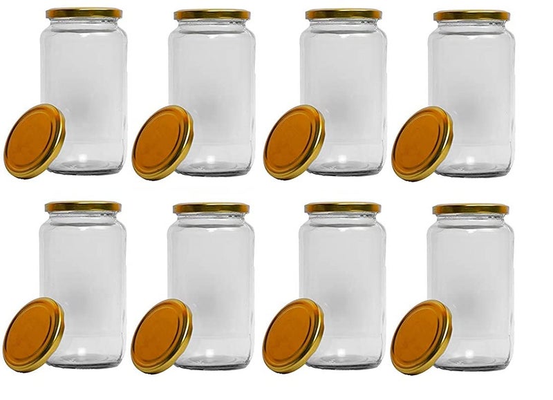 BRUSHFINCH Glass Jar with Air Tight Gold Lid for Kitchen Dry Masala Storage JarHoney Jar and ContainerSpice Masala JarGlassVisible Glass Jar for Kitchen Storage 1000ml 6pc Clear - Image 4