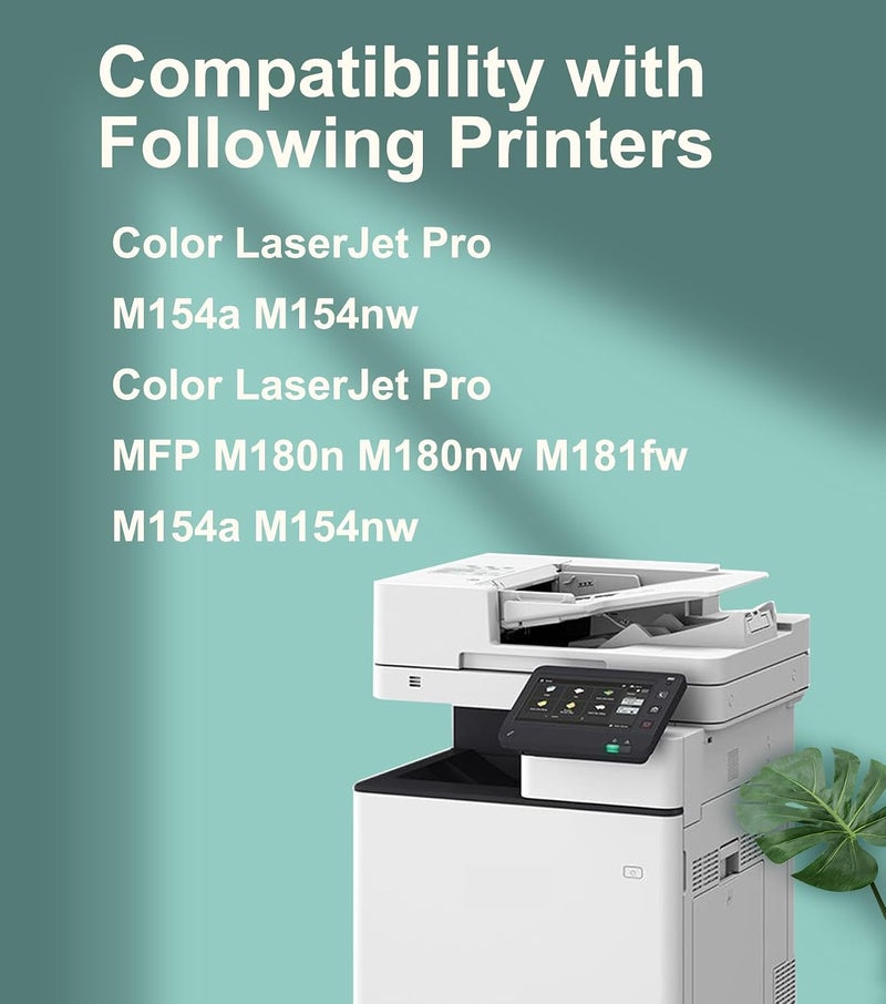حبر 205A متوافق مع HP 205A CF530A CF531A CF532A CF533A 205X لطابعات HP Color Laserjet Pro MFP M180n M181FW M180NW M180FW M181N M154A (أسود، سيان، أصفر، أرجواني، عبوة من 4 قطع) - Image 2