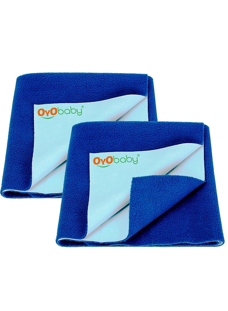 OYO BABY Toddler Baby Bed Sheet with Water Resistant and Easily Washable Dry Sheet, Extra Absorbent Washable Dry Sheet | Soft and Fleece Bed Sheet for Toddler Kids, Large Size 140 X 100cm, Royal Blue - Image 1