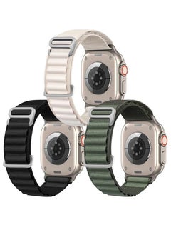 3 Pack Alpine Loop Compatible With Apple Watch Band 49mm 45mm 44mm 42mm 41mm 40mm 38mm, Women Men Nylon Sport Solo Loop Rugged Strap with G‑Hook for iWatch Utral Series 8 7 6 5 4 3 2 1 SE