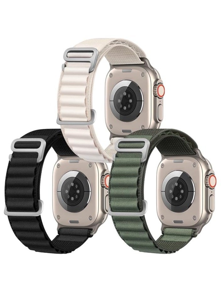 Generic - 3 Pack Alpine Loop Compatible With Apple Watch Band 49mm 45mm 44mm 42mm 41mm 40mm 38mm, Women Men Nylon Sport Solo Loop Rugged Strap with G‑Hook for iWatch Utral Series 8 7 6 5 4 3 2 1 SE - Image 1