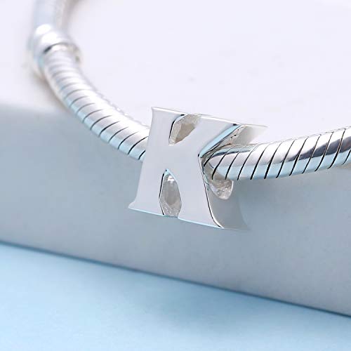 SOUKISS 925 Sterling Silver Letter K Charm fit Pandora Charms Bracelets Initial A-z Alphabet Beads Jewelry for Women, Mother’s Day Christmas Birthday Gifts - Image 2