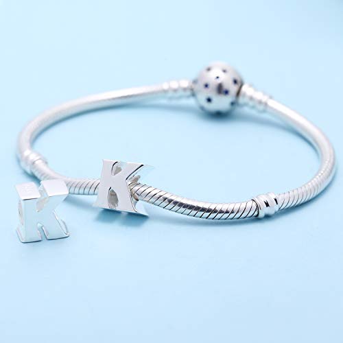 SOUKISS 925 Sterling Silver Letter K Charm fit Pandora Charms Bracelets Initial A-z Alphabet Beads Jewelry for Women, Mother’s Day Christmas Birthday Gifts - Image 3