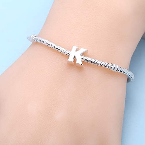 SOUKISS 925 Sterling Silver Letter K Charm fit Pandora Charms Bracelets Initial A-z Alphabet Beads Jewelry for Women, Mother’s Day Christmas Birthday Gifts - Image 5
