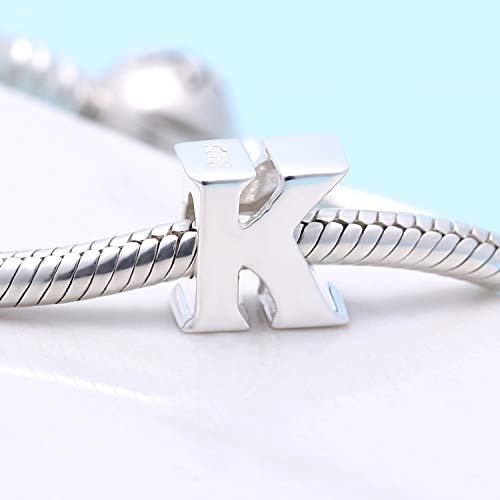 SOUKISS 925 Sterling Silver Letter K Charm fit Pandora Charms Bracelets Initial A-z Alphabet Beads Jewelry for Women, Mother’s Day Christmas Birthday Gifts - Image 4