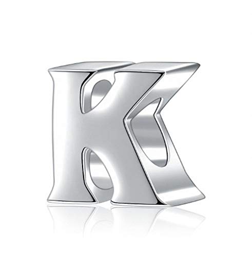 SOUKISS 925 Sterling Silver Letter K Charm fit Pandora Charms Bracelets Initial A-z Alphabet Beads Jewelry for Women, Mother’s Day Christmas Birthday Gifts - Image 1