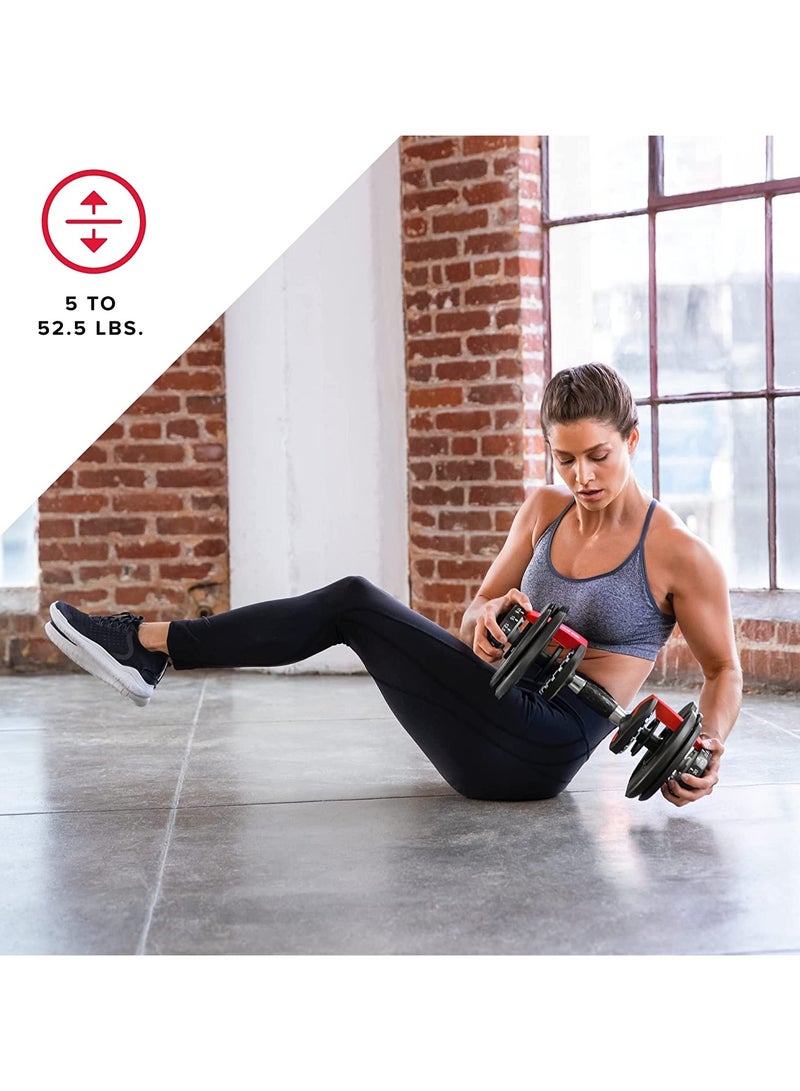Adjustable Dumbbell 52LBS Quick Select Free Weights with Black Ergonomic Grip Handle All-in-One Strength Training Dumbbell for Home & Gym Workout, Space Saving Design - Image 5