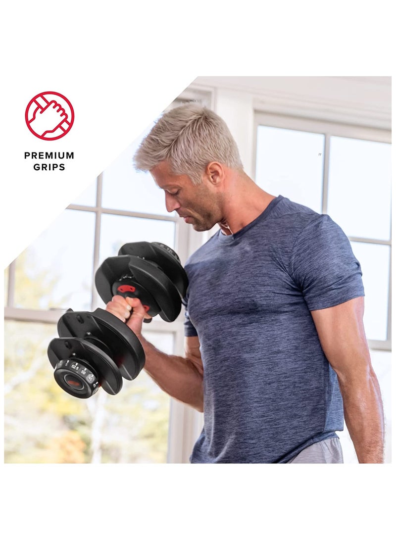 Adjustable Dumbbell 52LBS Quick Select Free Weights with Black Ergonomic Grip Handle All-in-One Strength Training Dumbbell for Home & Gym Workout, Space Saving Design - Image 3