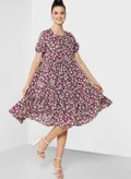 VERO MODA Balloon Sleeve Printed Dress