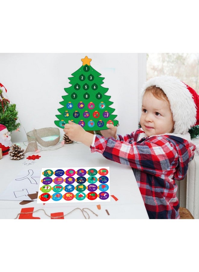 WaaHome WaaHome Christmas Advent Calendar with Stickers for Kids Christmas Hanging Sign Wreath for Front Door Decorations, Christmas Tree Countdown Calendar 2024 for Home Wall Indoor Outdoor Decor  - Image 2