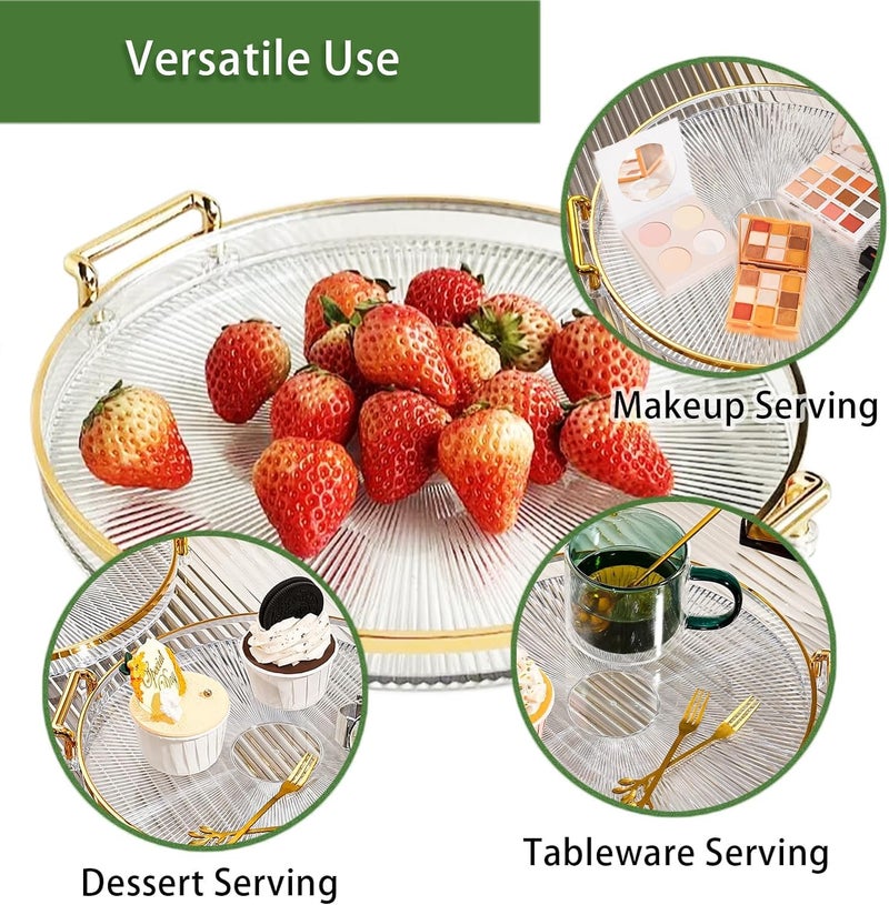 Calyrex Serving Tray with Golden Handles,Decorative Round Serving Tray,Acrylic Decorative Tray Round Coffee Table Tray,Luxury Display Tray Serving Platter forHome,Display Tray Food Serving - Image 4