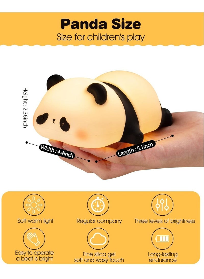 TIGER LED Cute Panda Night Light, 3-Level Dimmable Nursery Night Light, Squishy Silicone Night Light, Rechargeable Bedside Touch Lamp, Soft & Safe Night Light for Boys, Girls, Baby & Children, Perfect Room Decor & Gift - Image 5