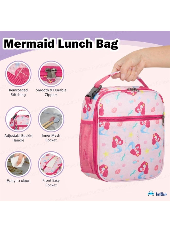 Mermaid Lunch Bag for Women – Insulated Rectangle-Shaped Lunch Box Carrying Bag, Multi-Purpose Tiffin & Food Storage Travel Bag for Office & School Use (Multicolor) - Image 2