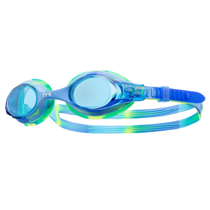 TYR Swimple Tie-Dye Kids' Swim Goggles - Non-Mirrored Swimming Goggles for Competitive Training and Recreation - Anti-Fog, UVA/UVB Protection, Watertight Seal - Blue/Green - Image 1