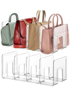 DIOTTI 2-Pack Clear Plastic Purse Organizer and Shelf Divider Set, 4-Section Storage Stand for Handbags, Books, and Files, Ideal for Home, Office Use  - Image 1