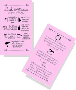 Lash Extension Aftercare Instructions Cards | Package of 100 | Double Sided Size 2x3.5" inches After Care (2-3 Week Fillers) | Bubblegum Pink with Arrow Design Eyelash Extension Aftercare - pzsku/ZC106B45D46AD4B7716F3Z/45/_/1744284369/7038f39e-6a82-48a4-8ebd-e75581808688