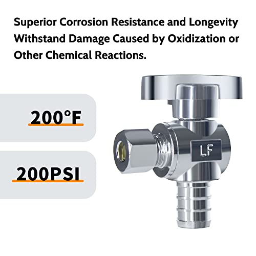 VINTEX Angle Stop Valve 10 Pack, 1/2" Pex x 3/8" OD Compression, Quarter Turn Water Shut Off Valve with 10 Pcs Clamp Rings,Solid Brass, Pex, CPVC - Image 4