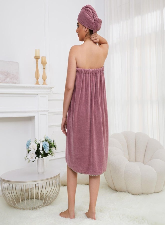 GOSCHE Plus Size Towel Wrap with Hair Towel for Women, XXL-XXXXL, Wearable Shower Towel Wrap, Bathrobe, Oversized Spa Towel, Purple - Image 4
