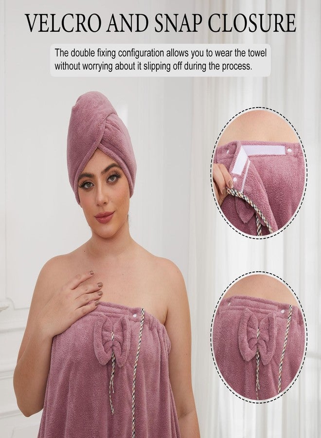 GOSCHE Plus Size Towel Wrap with Hair Towel for Women, XXL-XXXXL, Wearable Shower Towel Wrap, Bathrobe, Oversized Spa Towel, Purple - Image 5