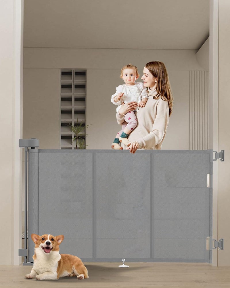 Miumoon 71 inch Retractable Baby Gates 34 inch Tall, Retractable Gate with Reinforced Strip Design to Prevent Crawling Through, 6 FT Retractable Dog Gate for Stairs, Doorways, Hallways, Indoor/Outdoor - Image 1