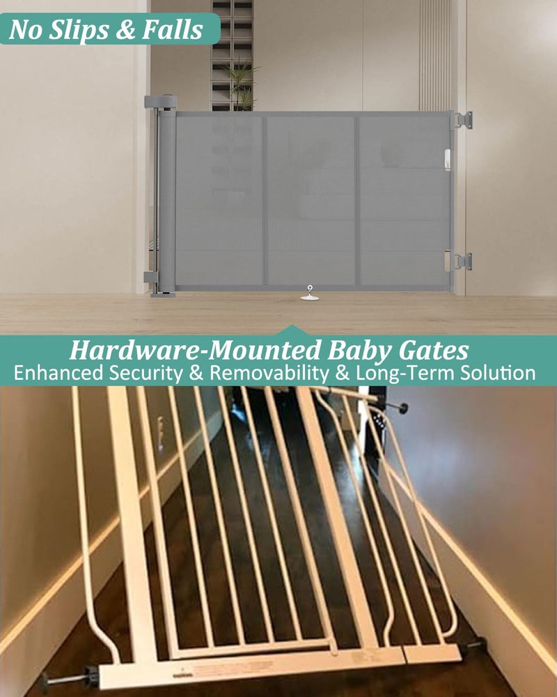 Miumoon 71 inch Retractable Baby Gates 34 inch Tall, Retractable Gate with Reinforced Strip Design to Prevent Crawling Through, 6 FT Retractable Dog Gate for Stairs, Doorways, Hallways, Indoor/Outdoor - Image 3