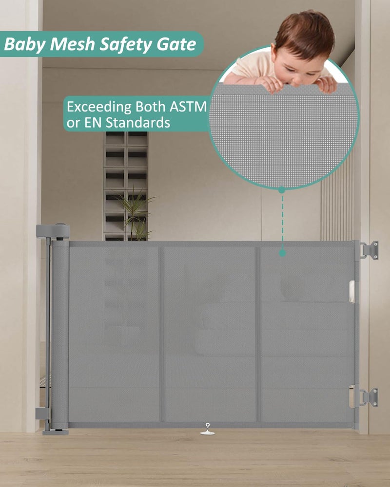 Miumoon 71 inch Retractable Baby Gates 34 inch Tall, Retractable Gate with Reinforced Strip Design to Prevent Crawling Through, 6 FT Retractable Dog Gate for Stairs, Doorways, Hallways, Indoor/Outdoor - Image 5