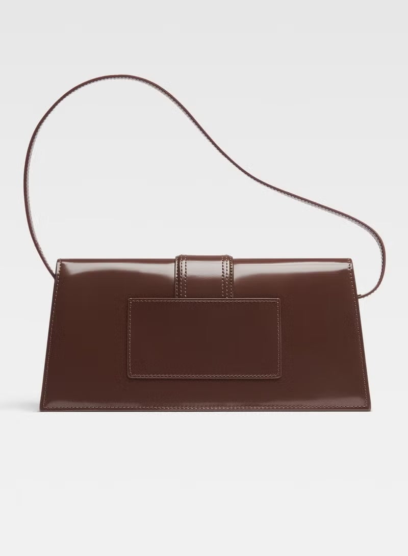 JACQUEMUS The Bambino Long Flap Bag, Women's Hand Bag, Women's Shoulder Bag, Women's Tote Bag, Women's Travel Bag, Midnight Brown-28cm - Image 3