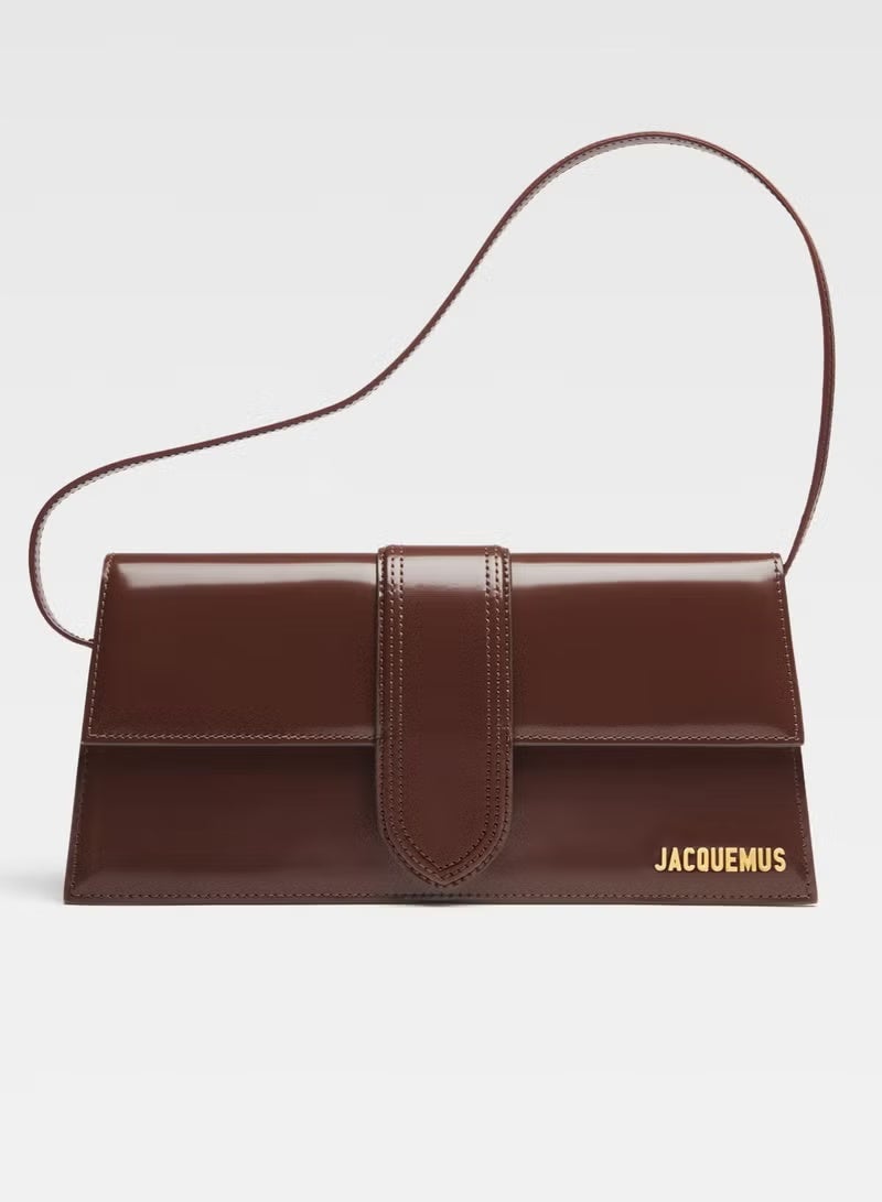 JACQUEMUS The Bambino Long Flap Bag, Women's Hand Bag, Women's Shoulder Bag, Women's Tote Bag, Women's Travel Bag, Midnight Brown-28cm - Image 1