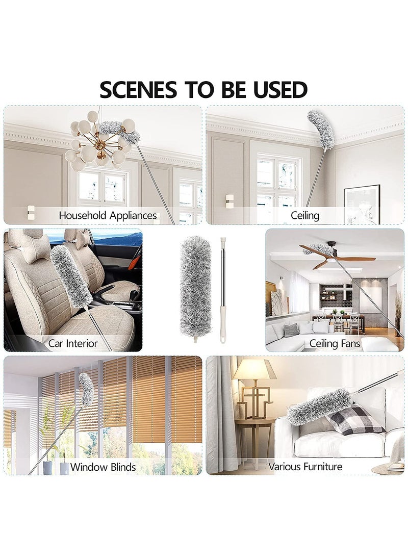 Krishn Kunj KRISHN KUNJ Microfiber Duster with 30 to 100 Inch Stainless Steel Extension Pole Telescopic Bendable Duster with Detachable Brush Washable Dusters for Cleaning Ceiling Fan 2 PC Feather Duster  - Image 5