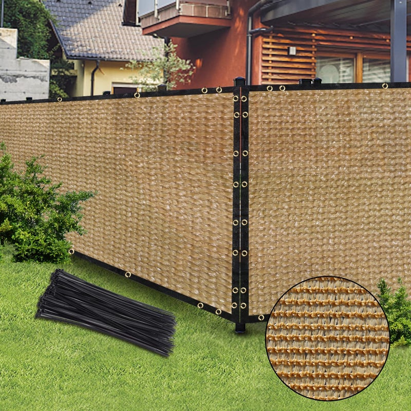 BADAO Sand 6FT X 50FT Outdoor Privacy Screen Fence & Mesh Shade Net Cover, Ideal for Garden and Backyard - Enhances Privacy for Fencing & Chain Link, Perfect for Patio Privacy Wall, Slatsï¼ŒFreestanding - Image 2