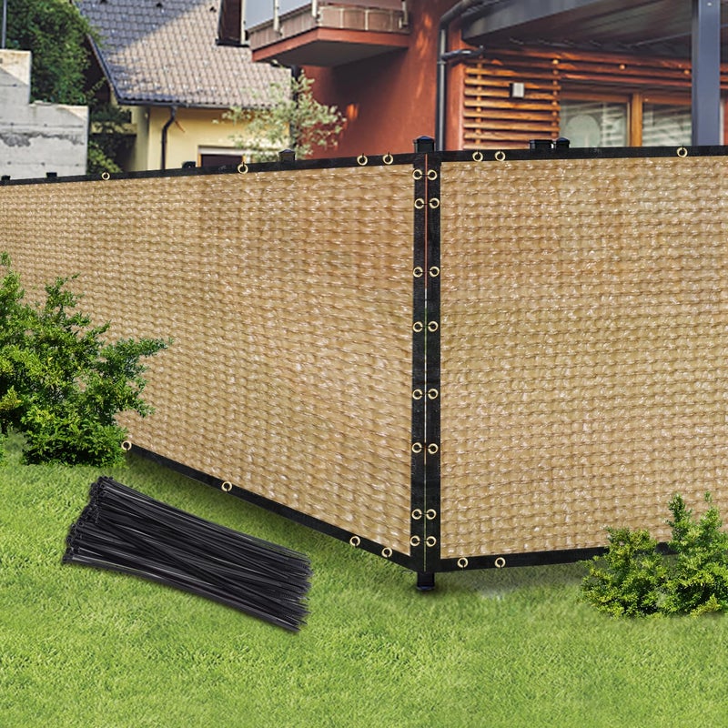 BADAO Sand 6FT X 50FT Outdoor Privacy Screen Fence & Mesh Shade Net Cover, Ideal for Garden and Backyard - Enhances Privacy for Fencing & Chain Link, Perfect for Patio Privacy Wall, Slatsï¼ŒFreestanding - Image 1
